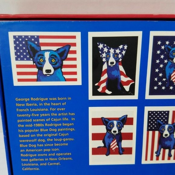 Folk Pop Dog Art American Patriotic George Rodrigue New Cards USA Red White Blue - Picture 14 of 14